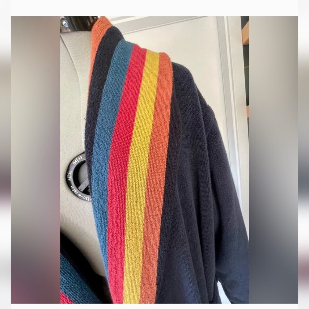Paul Smith Navy Robe with Multicolor Collar - Picture 5 of 8